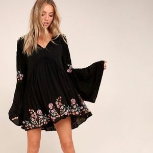 Te Amp Free People Gauze Embroidered Mini Babydoll Dress